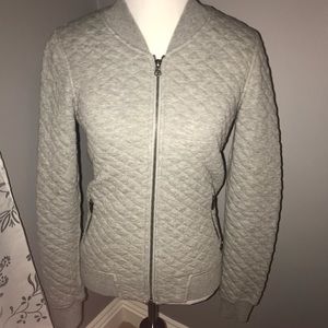 Gray Quilted Bomber Jacket